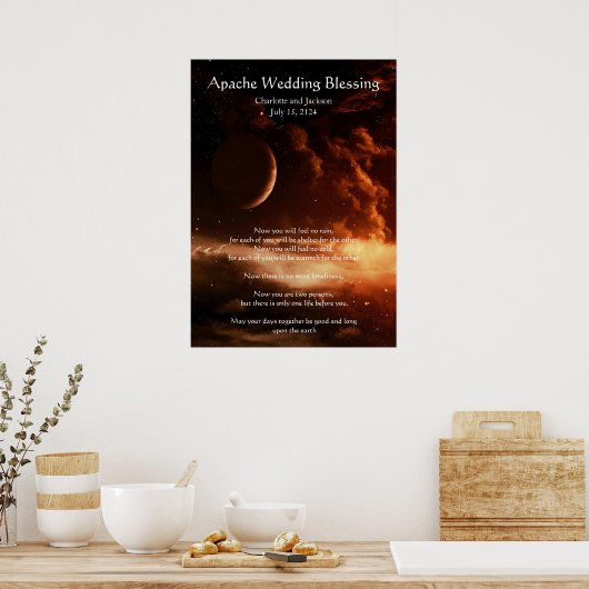 Apache Wedding Blessing Moon en Universe Poster (Keuken)