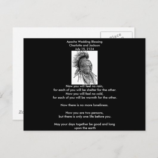Apache Wedding Blessing Ojibwa Cheif Briefkaart (Voorkant / Achterkant)