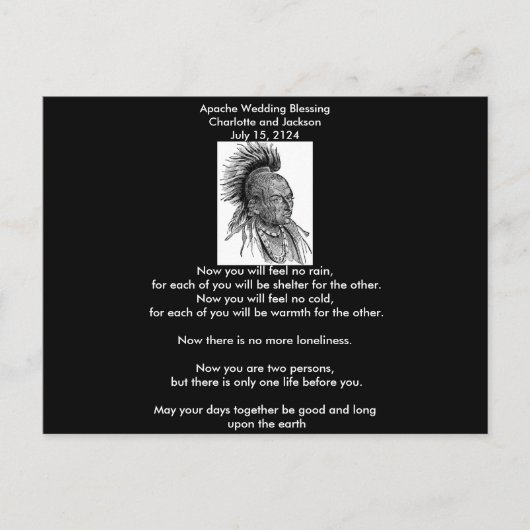 Apache Wedding Blessing Ojibwa Cheif Briefkaart (Voorkant)