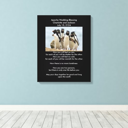 Apache Wedding Blessing Penguins Canvas Afdruk (Insitu (Houten vloer))