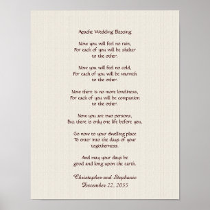 Apache Wedding Blessing Poster 11 x 14 inch Rustic
