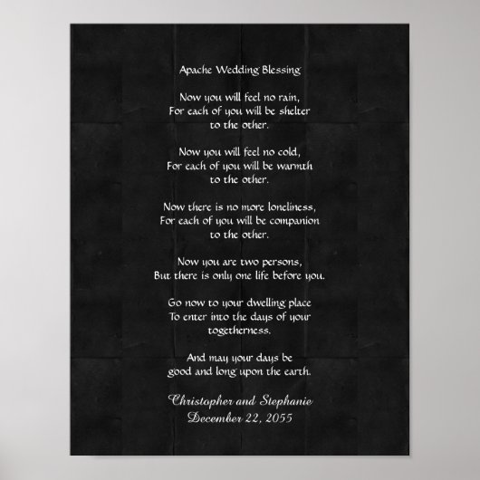 Apache Wedding Blessing Poster 11 x 14 inch Rustic (Voorkant)