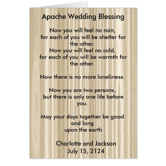 Apache Wedding Blessing White Wood Grain (Voorkant)