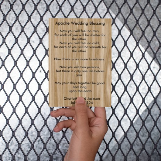 Apache Wedding Blessing Wood Grain