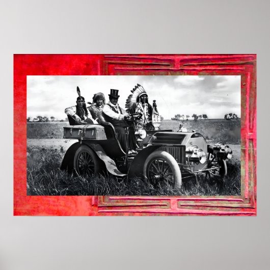 APACHES EN GERONIMO RIJDEN IN EEN AUTOT POSTER (Voorkant)