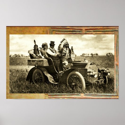 APACHES EN GERONIMO RIJDEN IN EEN AUTOT POSTER (Voorkant)