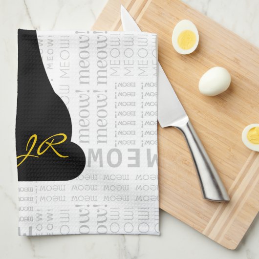 APAL: Aangepast zwart kat Theedoek (Quarter Fold)