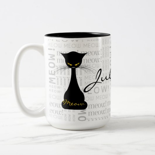 APAL: Aangepast zwart kat Tweekleurige Koffiemok (Links)