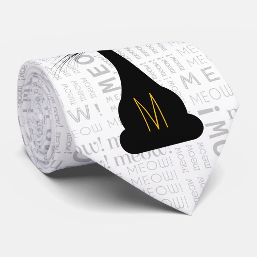 APAL: Monogrammed Zwarte Kat Stropdas (Opgerold)