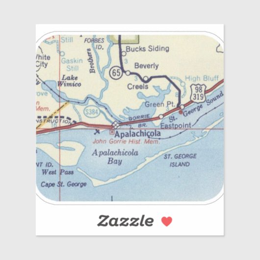 Apalachicola FL kaart Sticker (Vel)