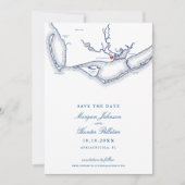 Apalachicola Florida Elegant Navy bruiloft Save The Date (Voorkant)
