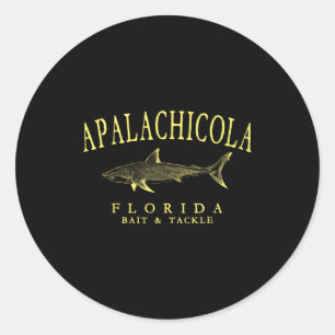 Apalachicola florida haai vintage gele kunst ronde sticker