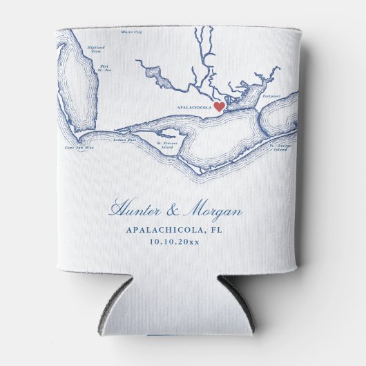 Apalachicola Florida Kaart Huwelijksgunst Blikjeskoeler (Voorkant)