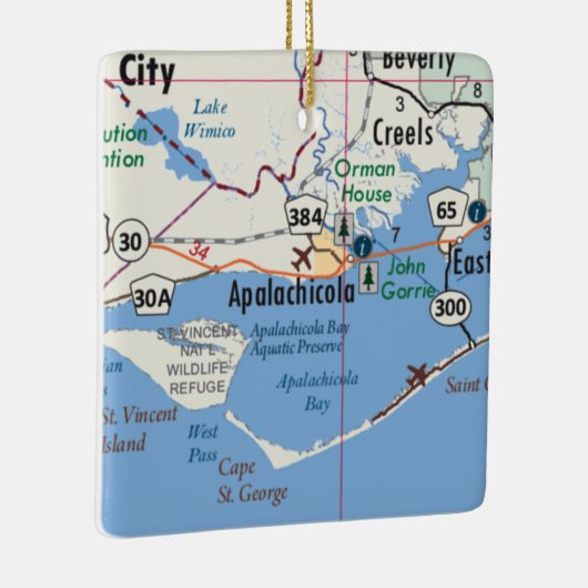 Apalachicola Florida Map Keramisch Ornament (Rechts)