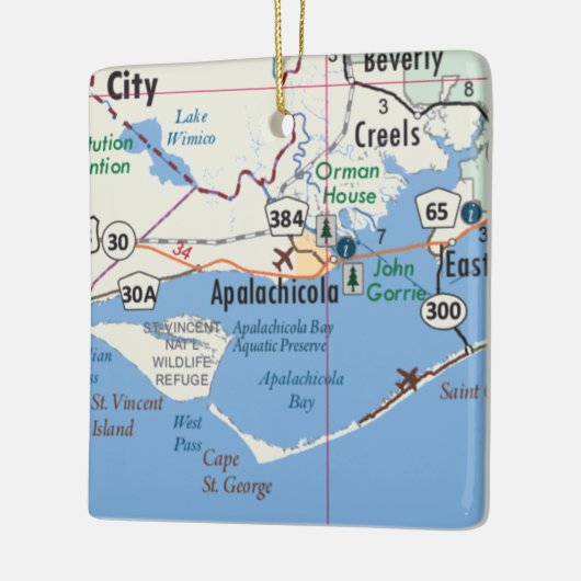 Apalachicola Florida Map Keramisch Ornament (Links)