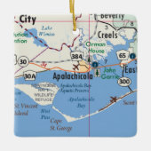 Apalachicola Florida Map Keramisch Ornament (Voorkant)