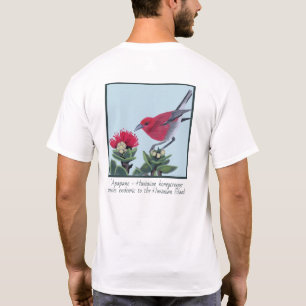 Apapane & Lehua Bloesem Hawaii Natuur Illustratie T-shirt