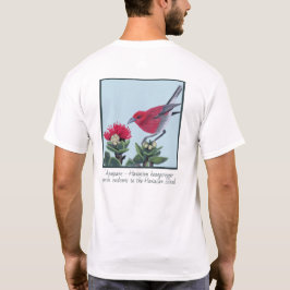 Apapane & Lehua Blossom Hawaii Nature Illustration T-shirt