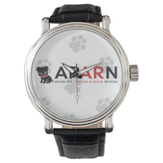 APARN Logo Paw  zwart lederen bandhorloge Horloge