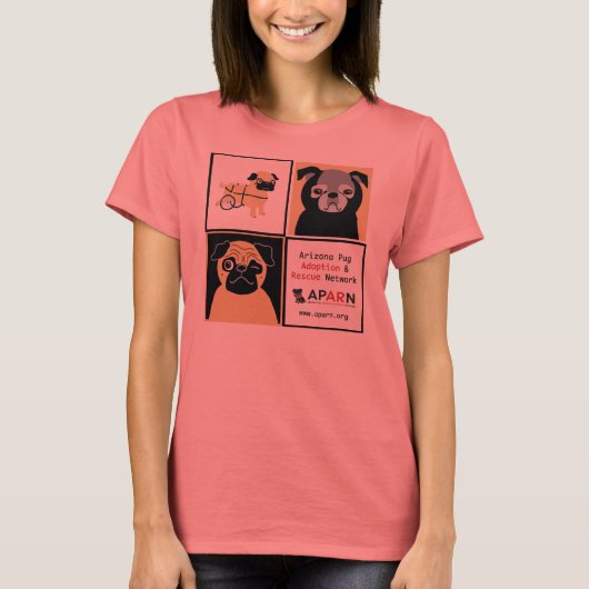 APARN Rescue Pugs Dames Melange Ringer T-shirt (Voorkant)