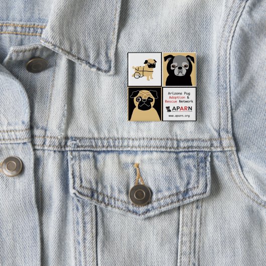 APARN Rescue Pugs Square Button (In situ)