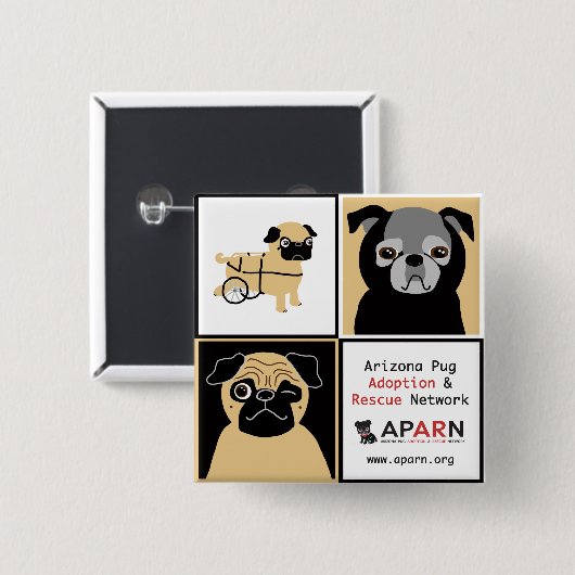 APARN Rescue Pugs Square Button (Voorkant /achterkant)