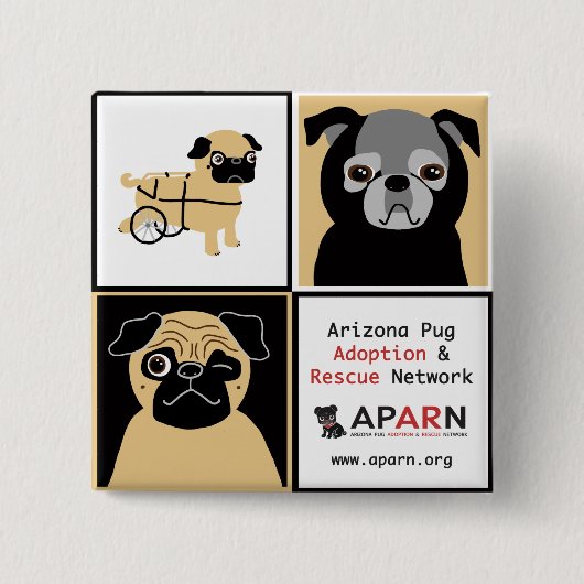 APARN Rescue Pugs Square Button (Voorkant)