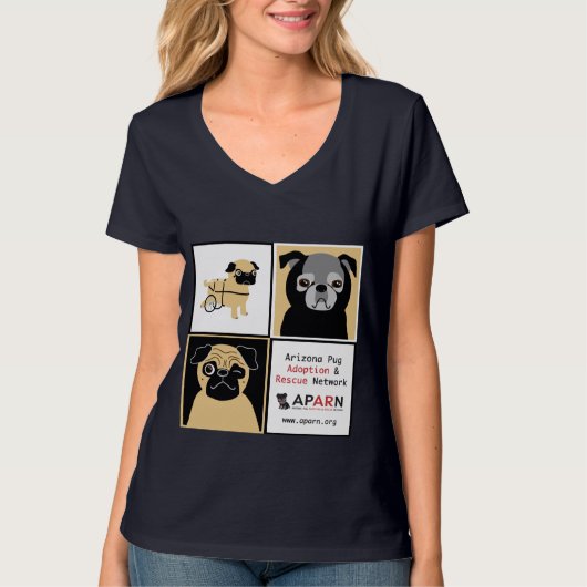 APARN Rescue Pugs Women Hanes Nano V-Neck T-Shirt (Voorkant)
