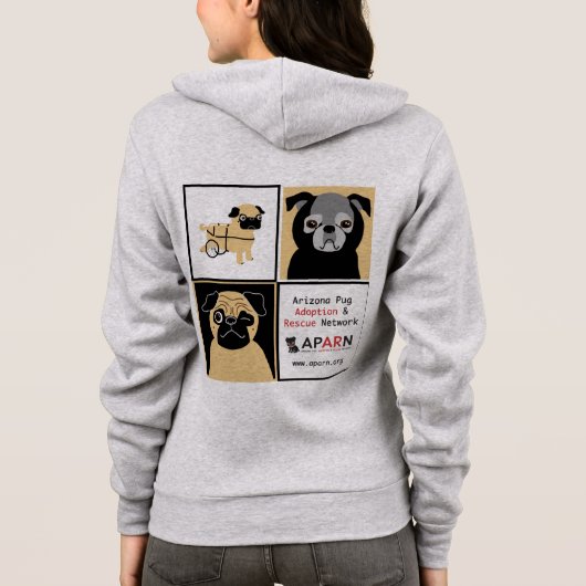 APARN Rescue Pugs Women's American Apparel Hoodie (Achterkant)
