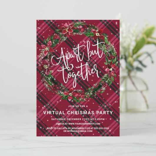 Apart, behalve Floral Wreatel Flannel Kerstmis Kaart (Staand voorkant)