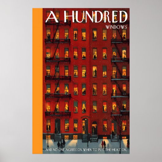 Apartment Building Poster  Lit Windows, Winter (Voorkant)