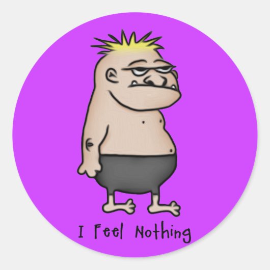 Apathetische Cartoon Guy Ronde Sticker (Voorkant)