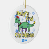 Apatosaurus Baby's eerste kerstversiering Keramisch Ornament (Rechts)
