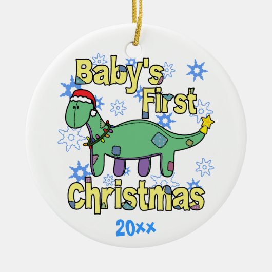 Apatosaurus Baby's eerste kerstversiering Keramisch Ornament (Voorkant)