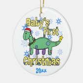 Apatosaurus Baby's eerste kerstversiering Keramisch Ornament (Links)