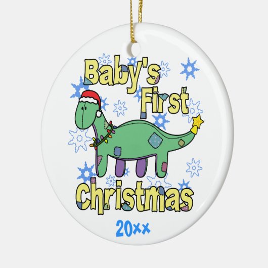 Apatosaurus Baby's eerste kerstversiering Keramisch Ornament (Links)