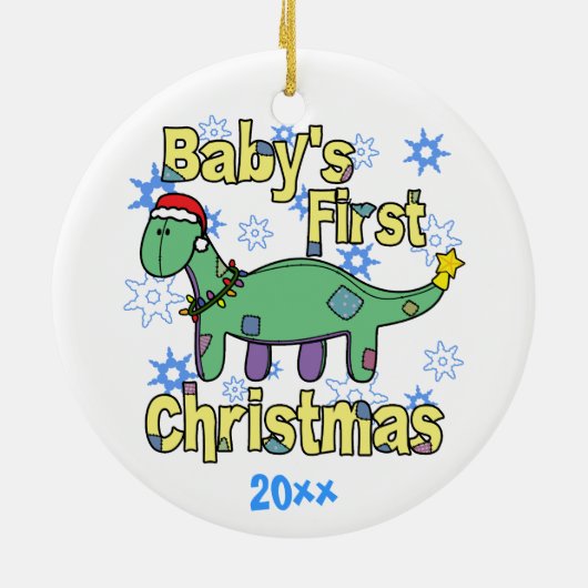 Apatosaurus Baby's eerste kerstversiering Keramisch Ornament (Achterkant)