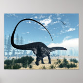 Apatosaurus dinosaur in de woestijn - 3D rendering Poster (Voorkant)