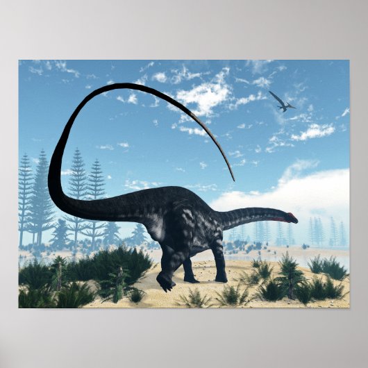 Apatosaurus dinosaur in de woestijn - 3D rendering Poster (Voorkant)