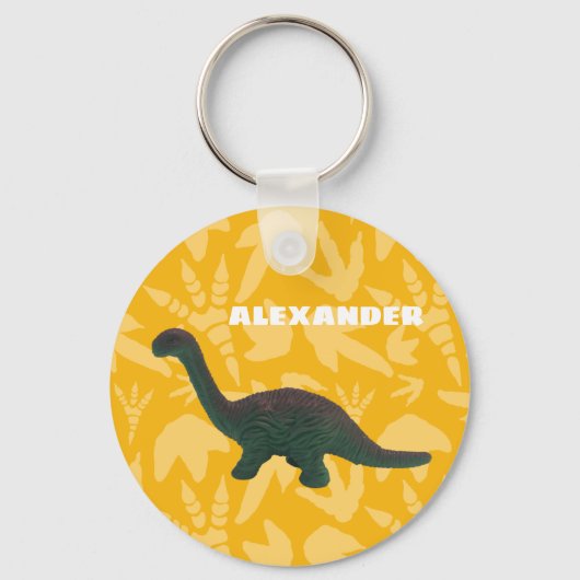 Apatosaurus Speelgoed Dinosaur Green en Geel Sleutelhanger (Voorkant)