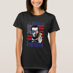 Ape Drinkin 4 juli Abraham Lincoln Patriot ons T-shirt