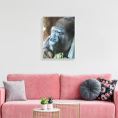 Ape hood ~ Japanse Gorilla Eating Canvas Afdruk (Insitu (Woonkamer))