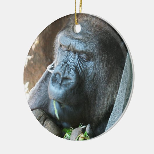 Ape hood ~ Japanse Gorilla Eating Keramisch Ornament (Links)