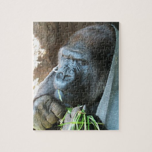 Ape hood ~ Japanse Gorilla Eating Legpuzzel (Verticaal)