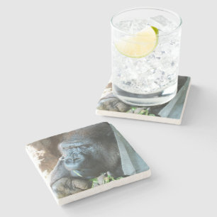 Ape hood ~ Japanse Gorilla Eating Stenen Onderzetter