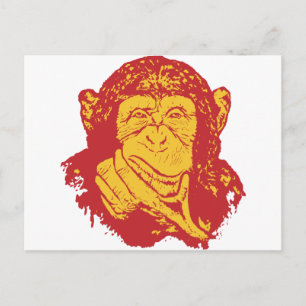 Ape in diepgaande gedachten briefkaart