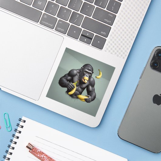 Ape King Custom-Cut Vinyl Sticker (Laptop met iPhone)