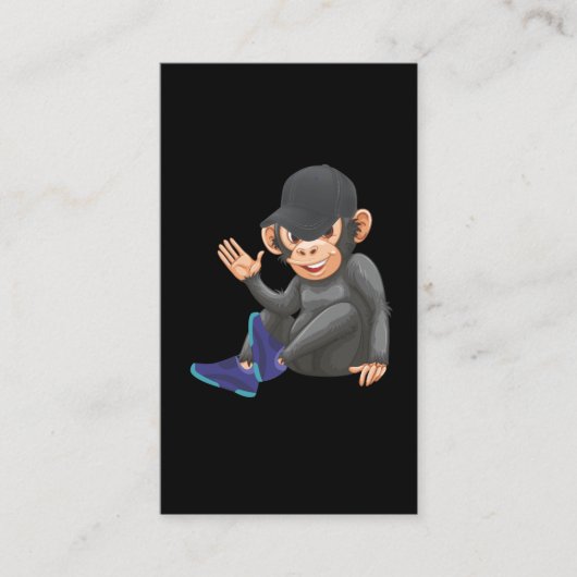 Ape met Sneaker en Baseball Pet Monkey Visitekaartje (Voorkant)