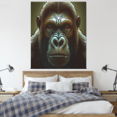 Ape Mountain Gorilla Fun Face Black Canvas Afdruk (Insitu (Slaapkamer))