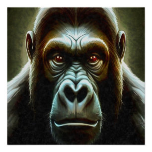 Ape Mountain Gorilla Fun Face Character Portret Perfect Poster